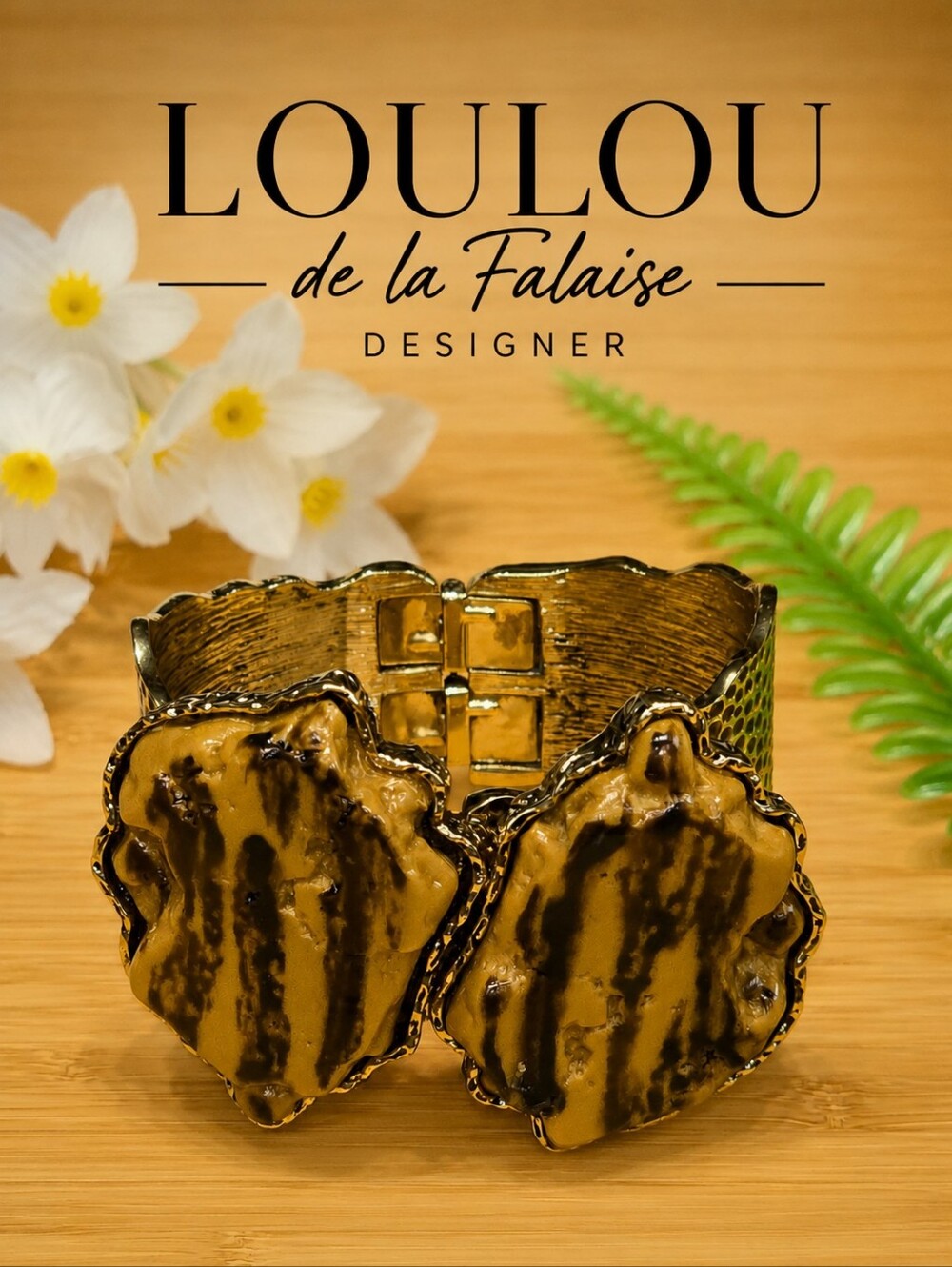 Loulou De La Falaise Gold and Yellow Statement Bracelet